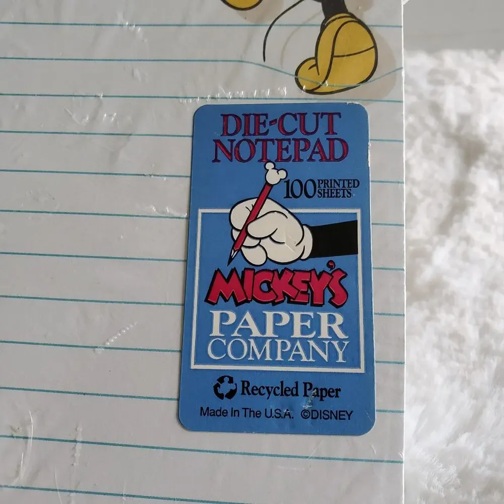 Vintage Mickey Mouse Die-cut Notepad Made in USA